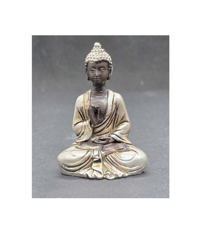 Buddhafigur klein Silberfarbig